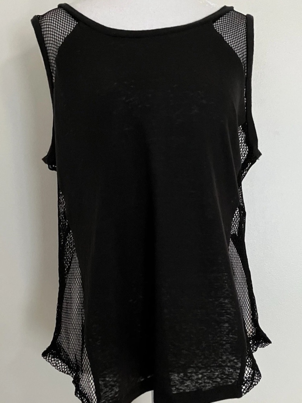 Sleeveless Side Mesh Top Women’s Medium Black Punk Grunge Sporty NWT